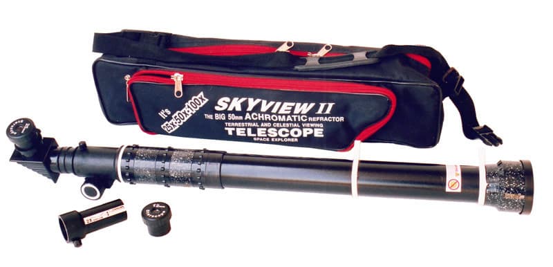 Skyview II (Black) 50mm Refractor Telescope with Case